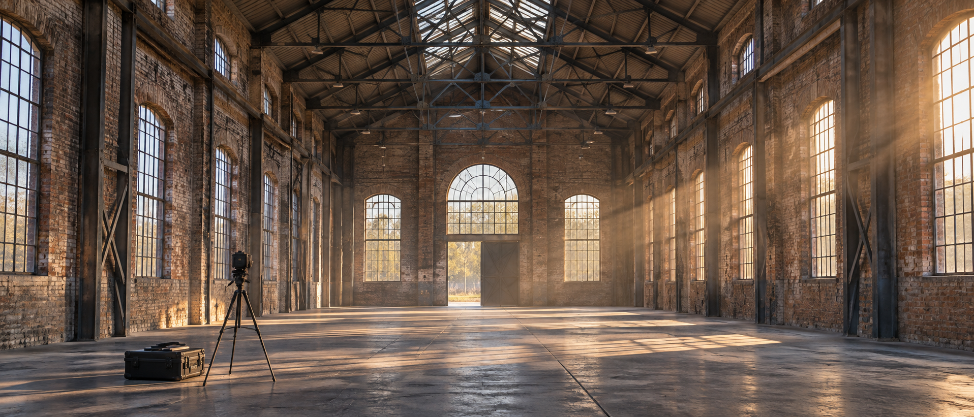 Industrial heritage interior prepared for photographic archival recording